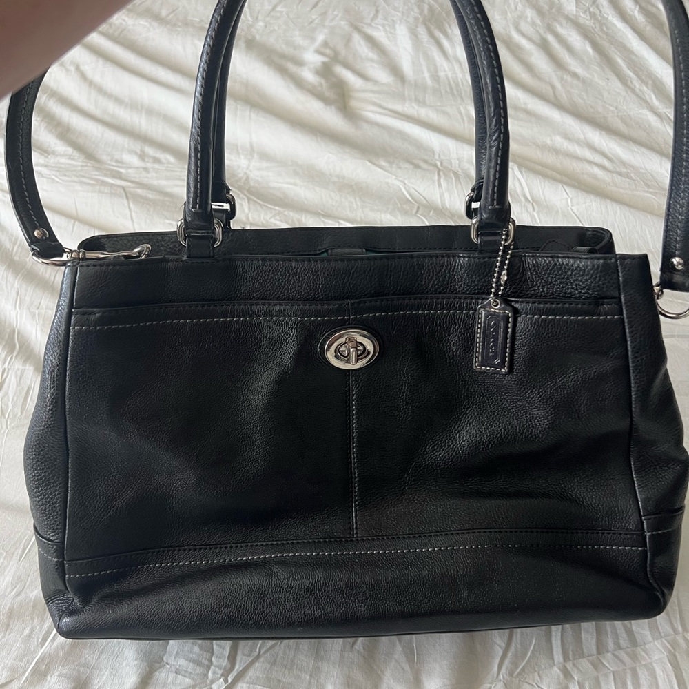 Coach Park Carryall in Black Pebbled Leather